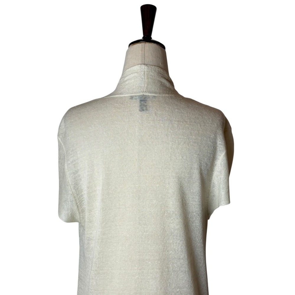 Eileen Fisher‎ Sweater Women Medium Ivory Hemp Blend Open Front Cardigan Mature - Picture 6 of 9